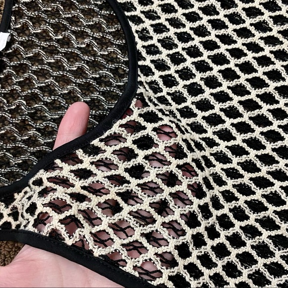 Zara Black and White Mesh Mini Dress Coverup Small - Picture 3 of 5